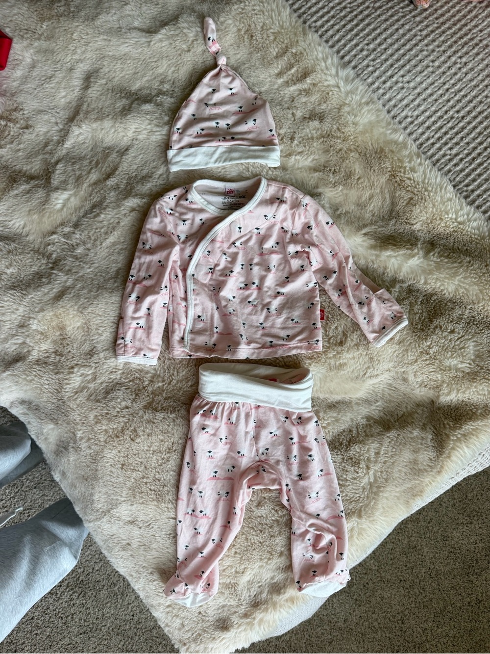 Magnetic Me Pink Sheep Baby Pajama Set with Hat 0-3 M